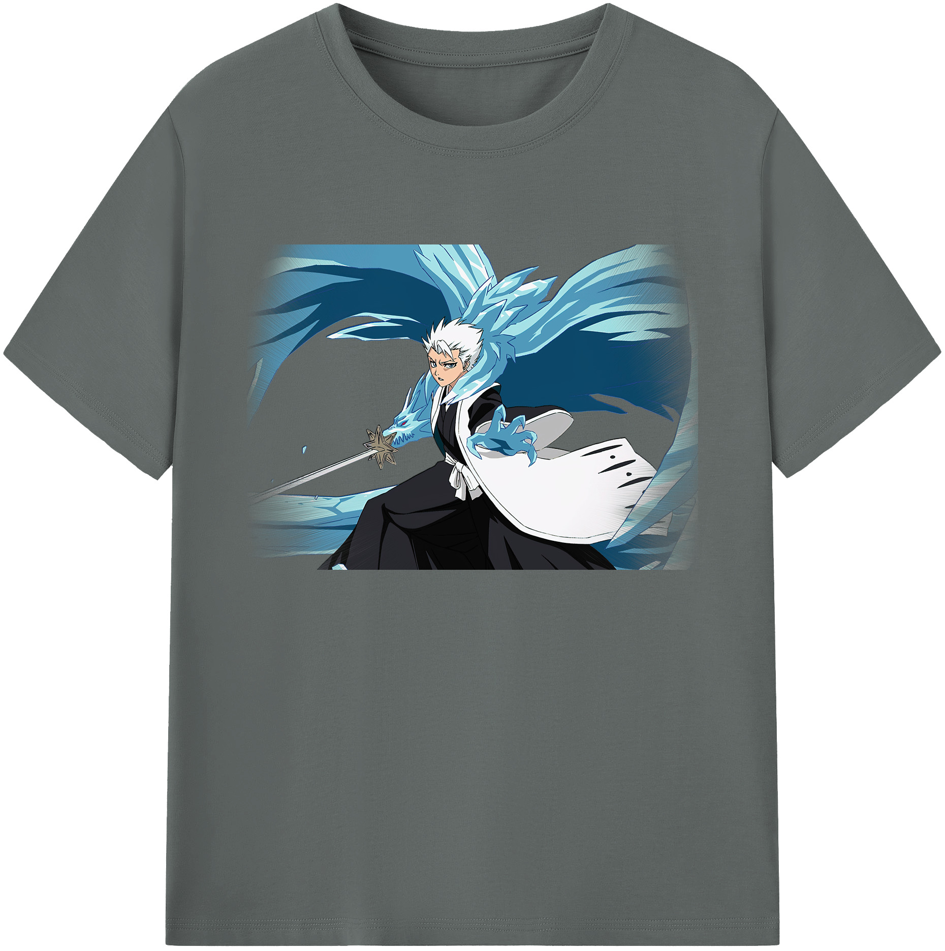 （画像用） ブリーチ 日番谷冬獅郎（ひつがや とうしろう） BLEACH Hitsugaya Toushirou 綿100％ メンズ半袖Tシャツ｜肌触りやわらか＆通気性